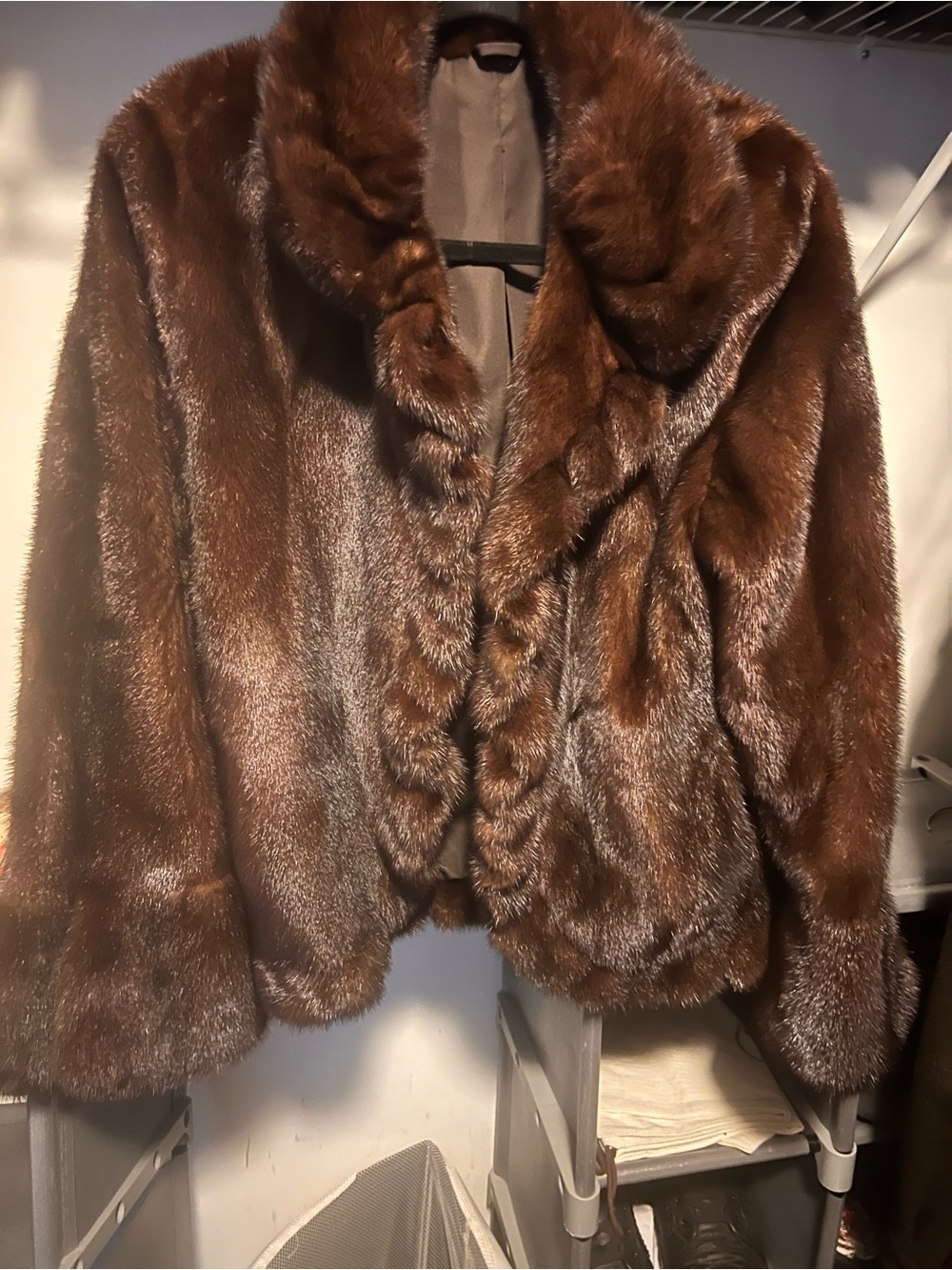 Women's Plush Teddy Jacket in Chestnut Brown